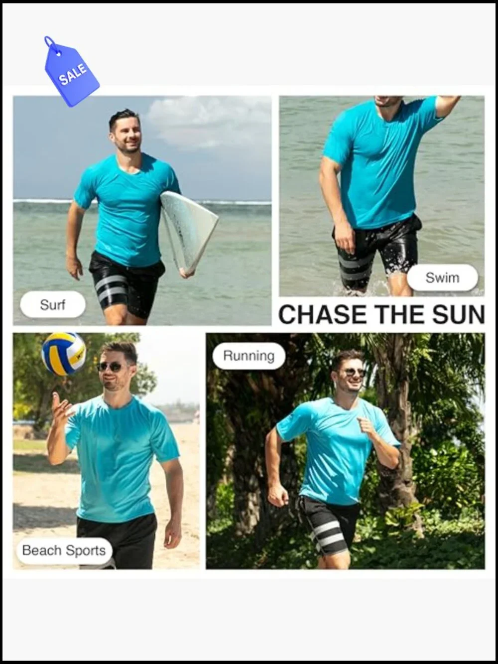 UPF 50+ Rash Guard Swim Shirt Quick-Dry Short Sleeve Men's Large